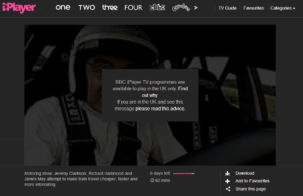 BBC iplayer not available with VPN