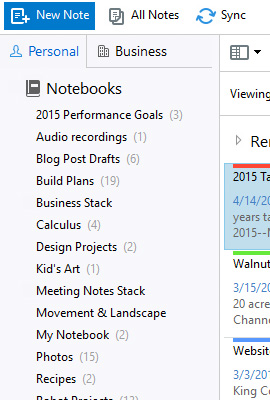 evernote tabs